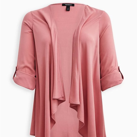 ♥️NWT VINTAGE TORRID VALENTINES DAY CARDIGAN SWEATER ROSE DRAPED FRONT KIMONO - Picture 8 of 11